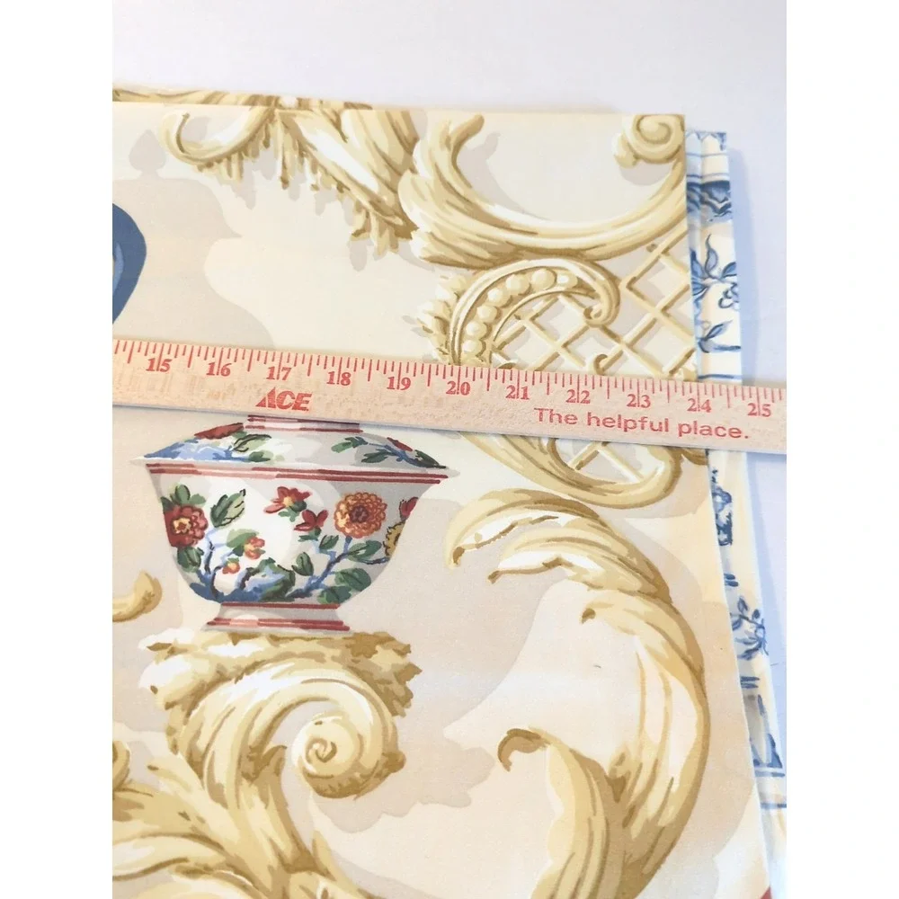 Vintage Chinese Vases Schumacher Greeff Fabric 95" Oyster Pat# 1184022  54" Wide - Picture 8 of 8